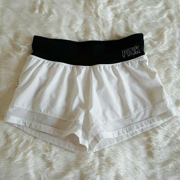 PINK Victoria's Secret Pants - PINK Victoria's Secret White Mesh Shorts w/ Logo